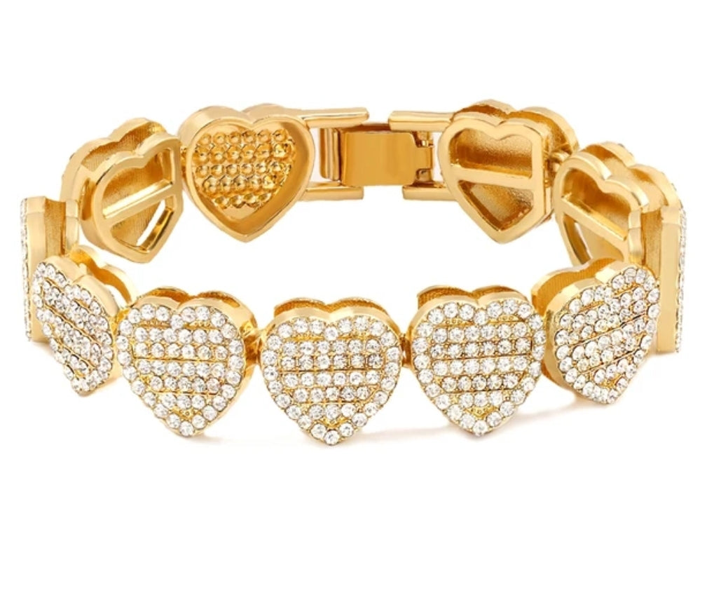 Pave Heart Rhinestone Bracelet