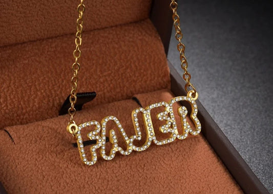 Hollow Rhinestone Name Necklace