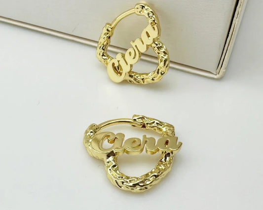 Mini Custom Kiddie Heart Name Hoops