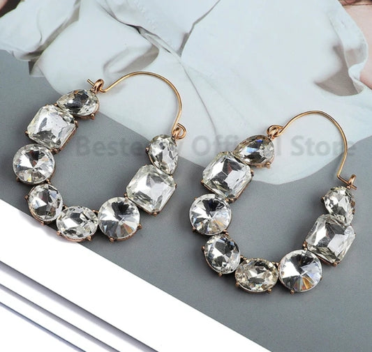 Rhinestone Oval Hoops