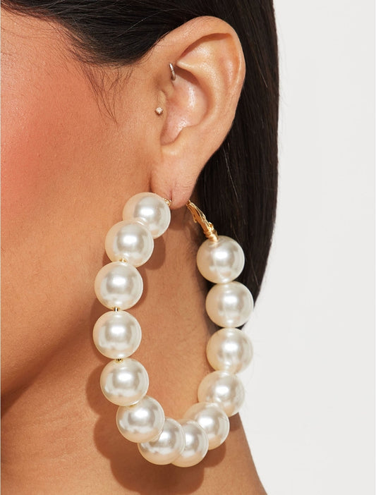 Big Pearl Hoops