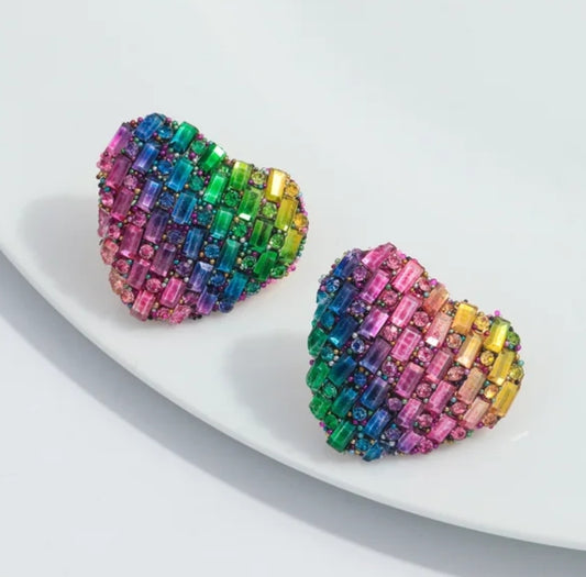 Rainbow Heart Studs