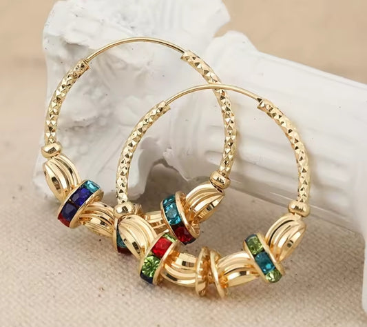 Rhinestone Beaded Hoops