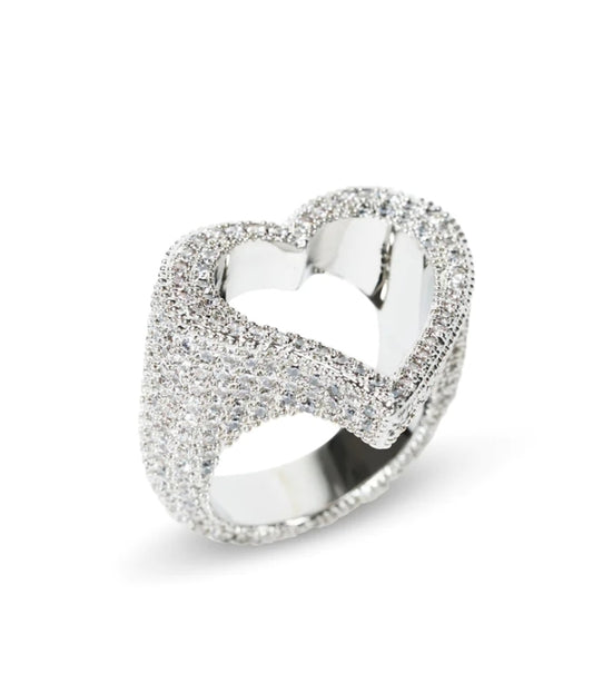 Chunky Open Heart Pave Ring