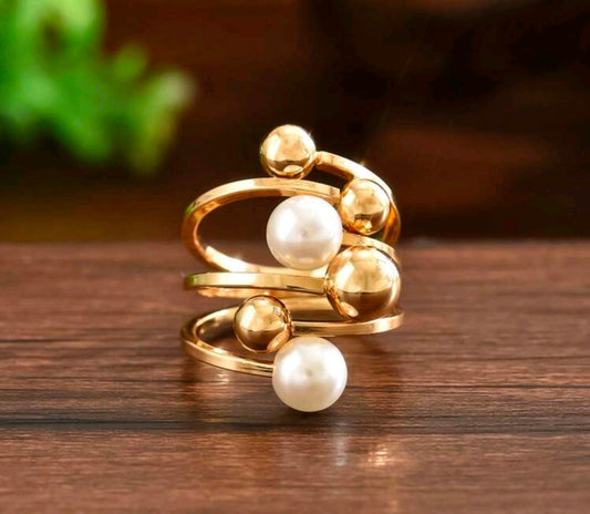 Gold and Pearl Marbles Ring