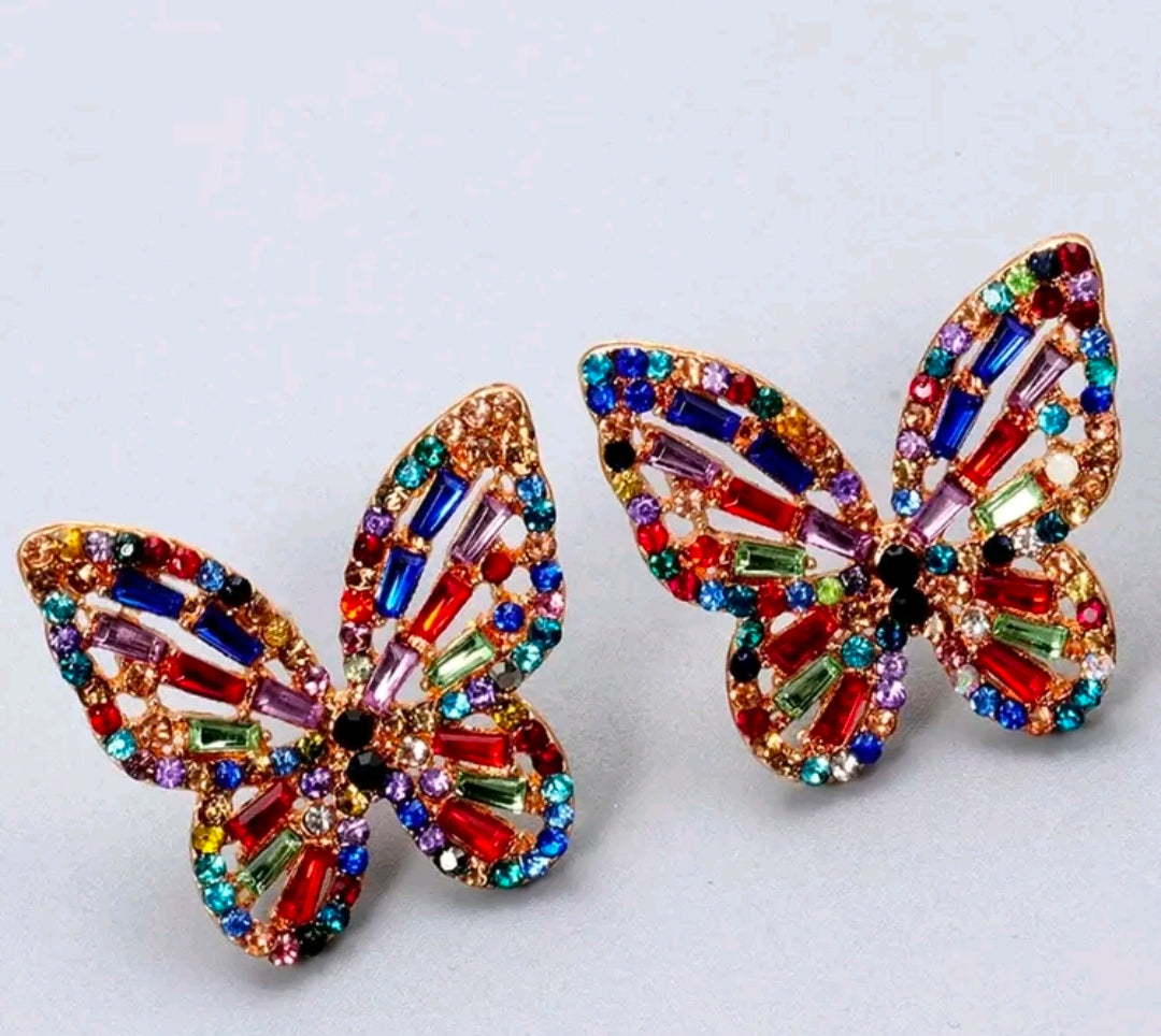 Butterfly Rhinestone Studs