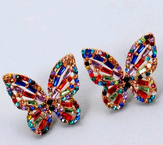 Butterfly Rhinestone Studs