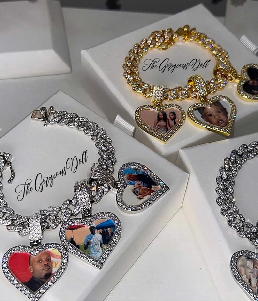 Cuban Heart Photo Charm Bracelet