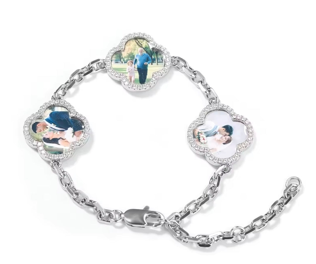 Custom 4 Leaf Photo Bracelet
