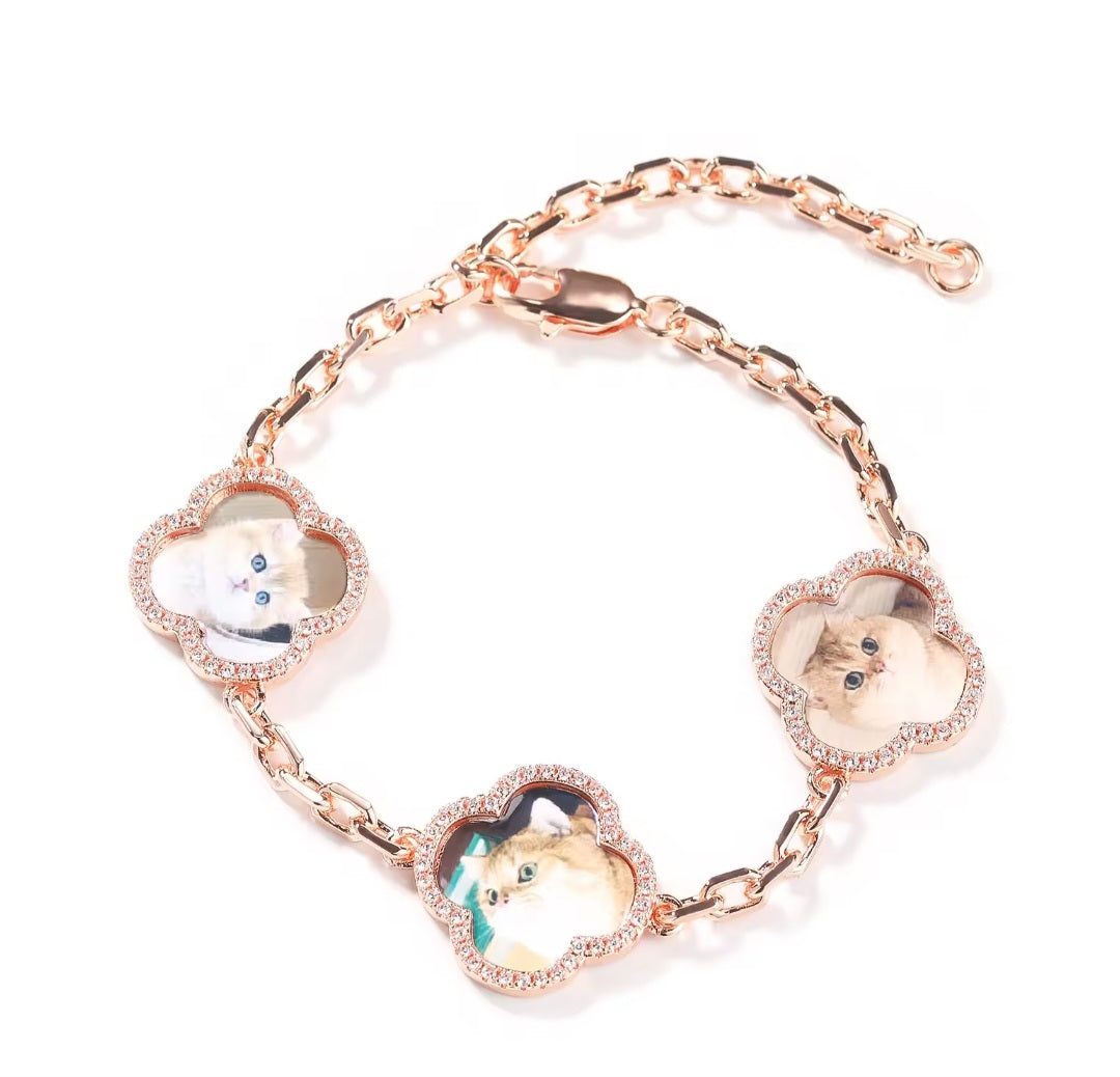 Custom 4 Leaf Photo Bracelet