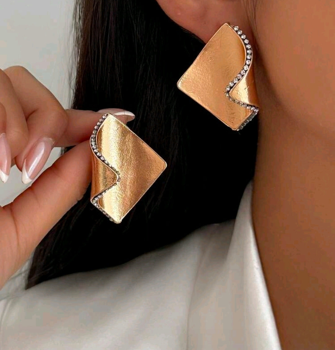 Wavy Rhinestone Studs