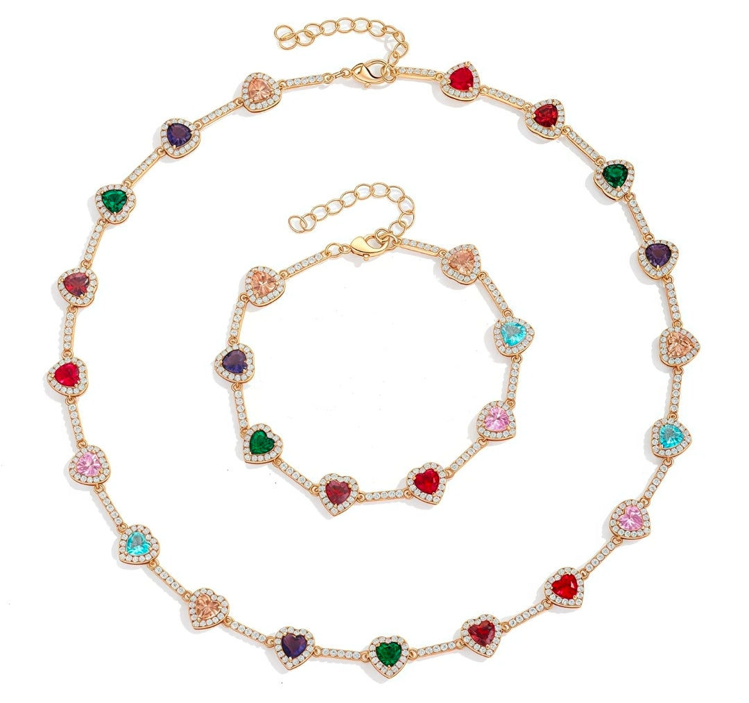 Prissy Heart Necklace/Bracelet Set