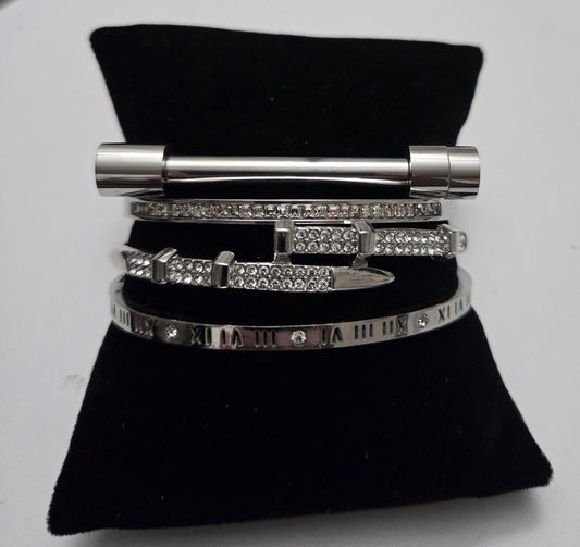 Silver Bracelet Stack (D)