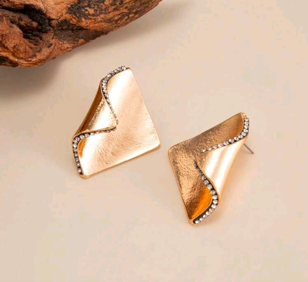 Wavy Rhinestone Studs