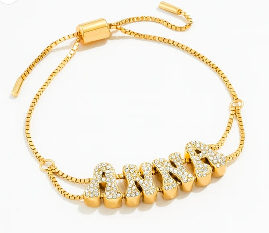 Custom Bubble Rhinestone Name Bracelet