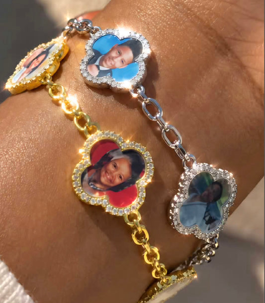 Custom 4 Leaf Photo Bracelet