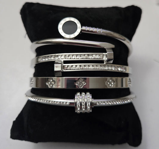 Silver Bracelet Stack (E)