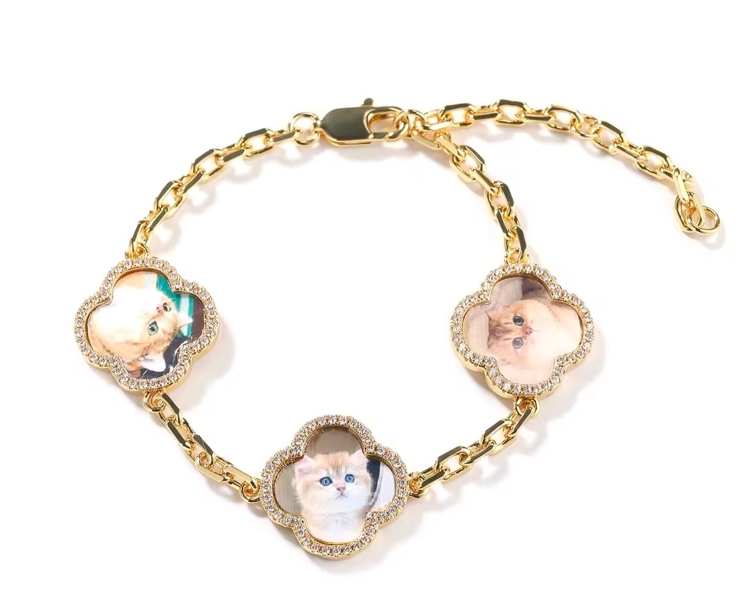 Custom 4 Leaf Photo Bracelet