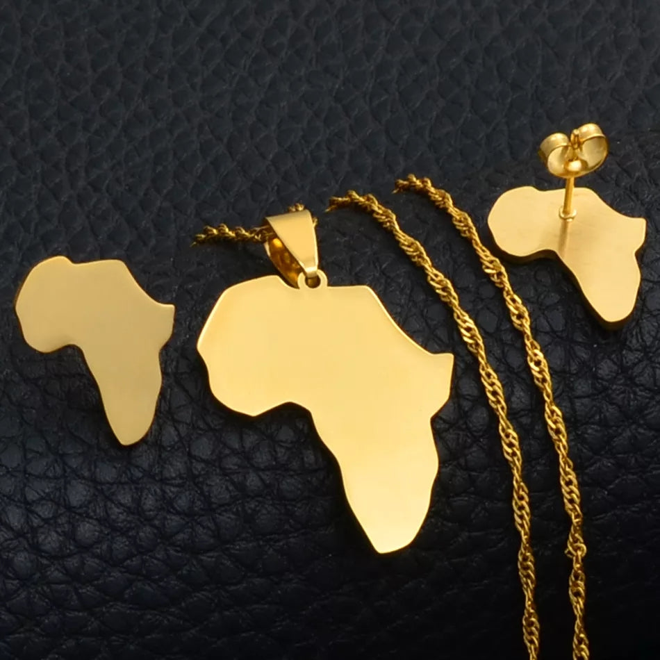 Map of Africa Necklace & Earring Set