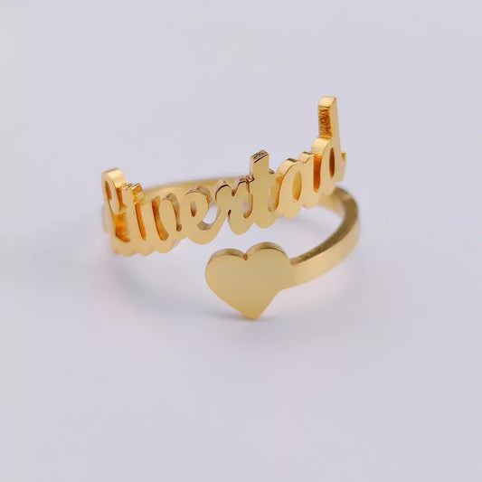 Single Heart Custom Name Ring