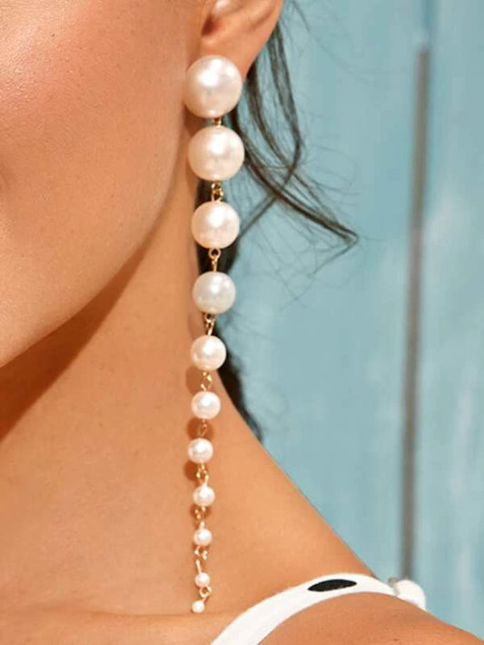 "Genie" Extra Long Drop Pearl Earrings