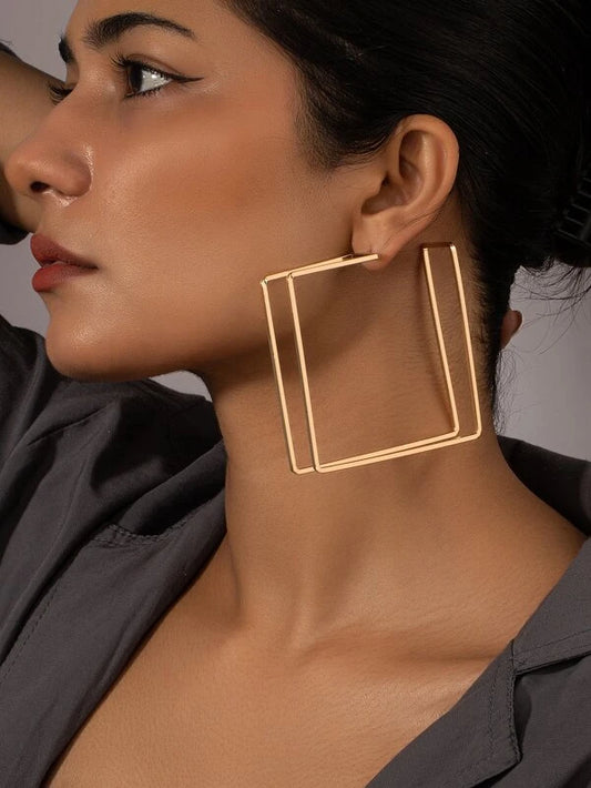 3D Square Hoop Earrings