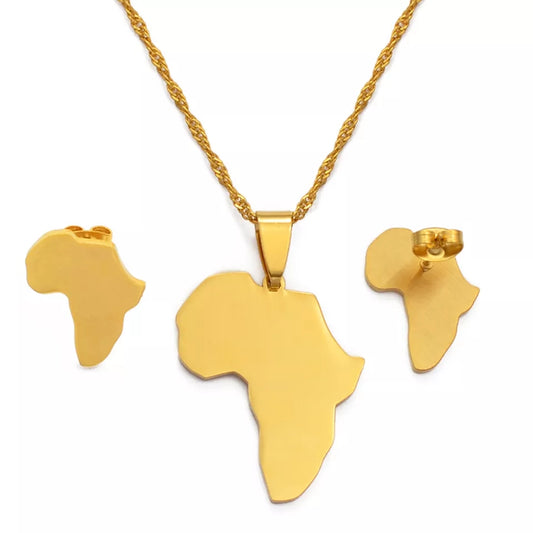 Map of Africa Necklace & Earring Set
