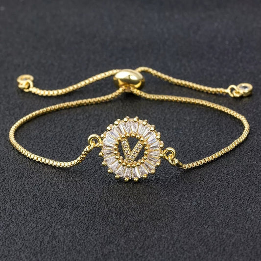 "Noelle" Rhinestone Initial Bracelet