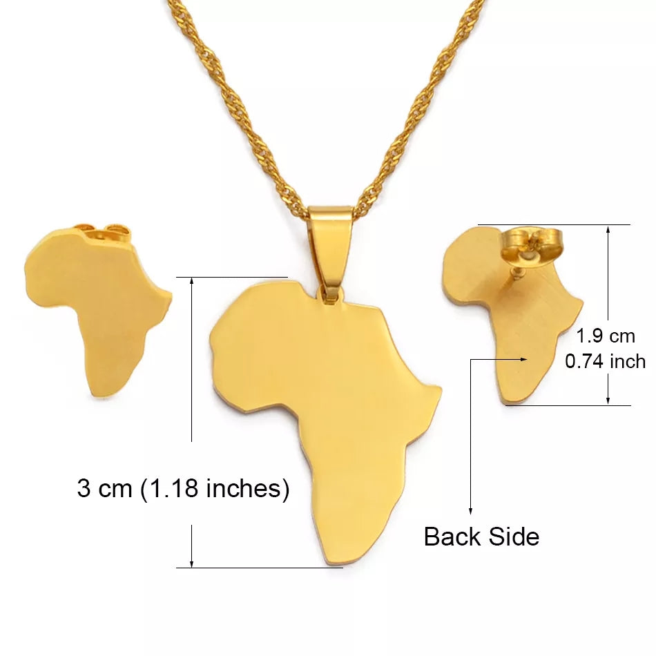 Map of Africa Necklace & Earring Set
