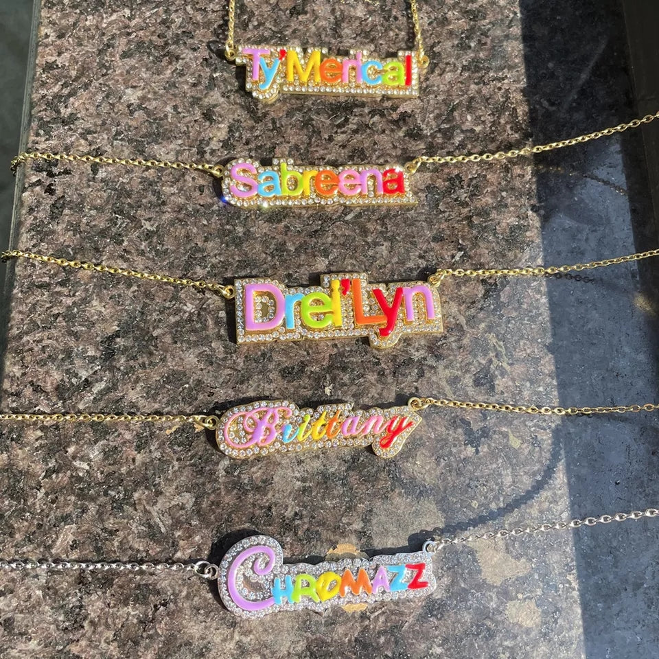 Custom Rainbow Name Necklace