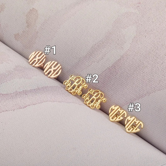Custom Monogram Stud Earrings