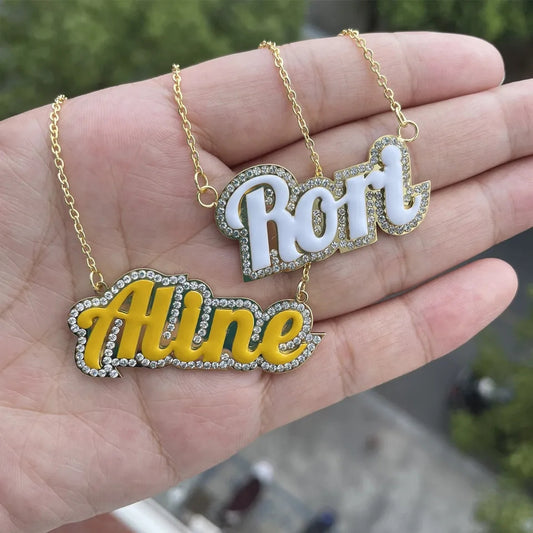 Custom Enamel Name Necklace