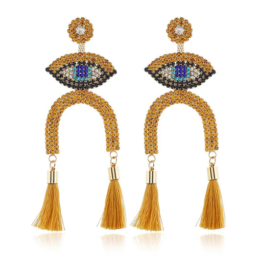 Evil Eye Tassel Earrings