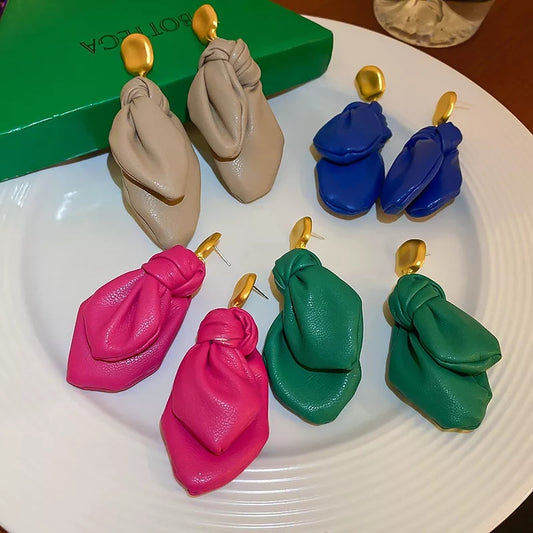 Faux Leather Knot Earrings