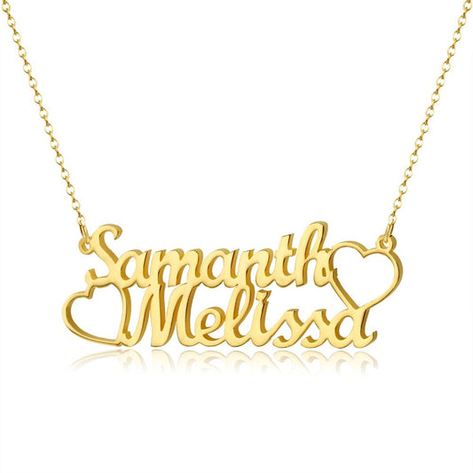 Double Name with Hearts Necklace