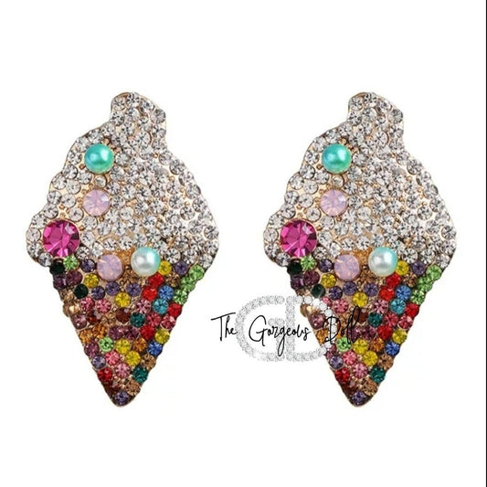 Ice Cream Rhinestone Stud Earrings