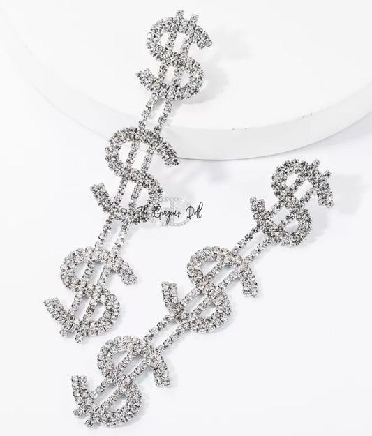 "Money 1" Rhinestone earrings