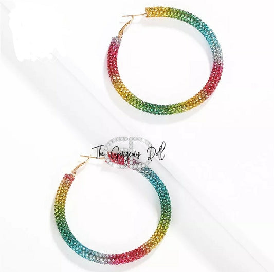 "LaLa" Rhinestone Hoops