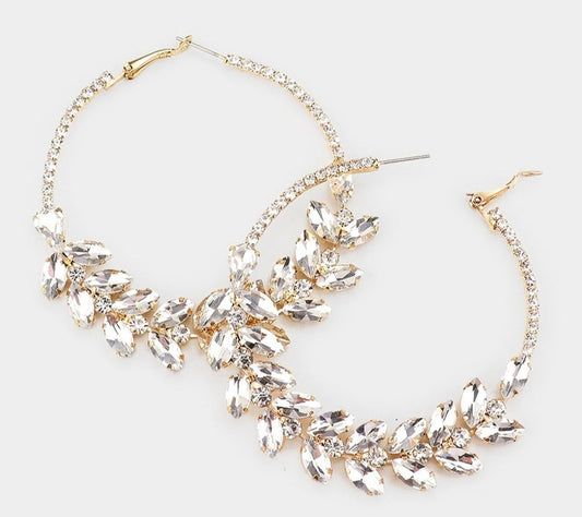 Rhinestone Flower Hoops