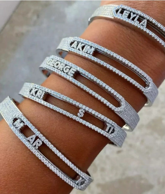 Custom Rhinestone Name Bangle