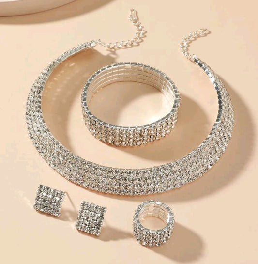 5 Piece Rhinestone Jewelry Set