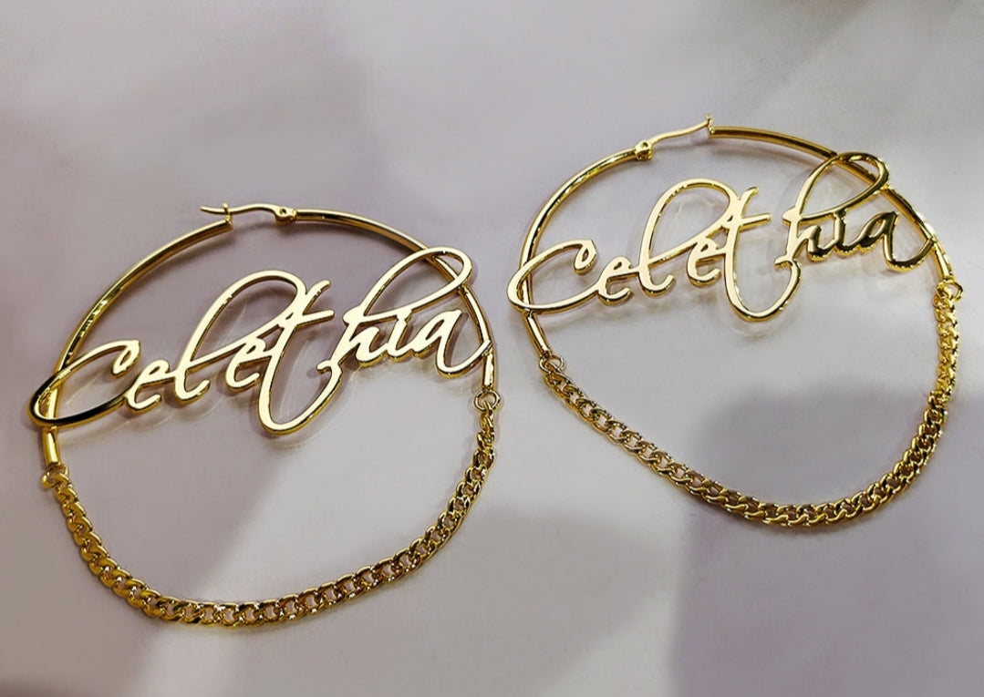 Custom Chain Name Earrings