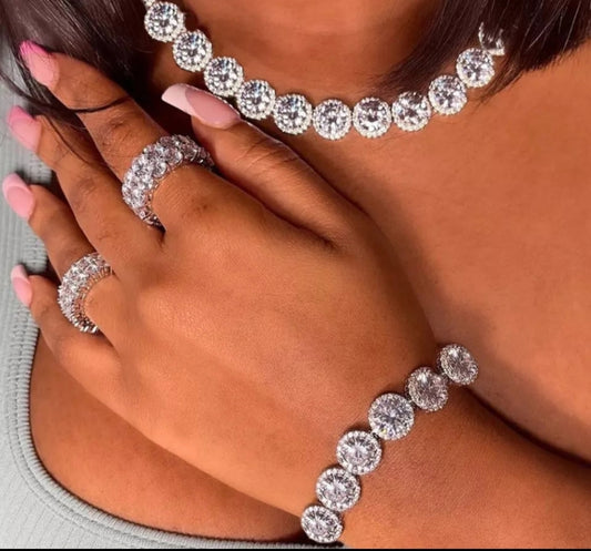 Rhinestone Necklace & Bracelet Set