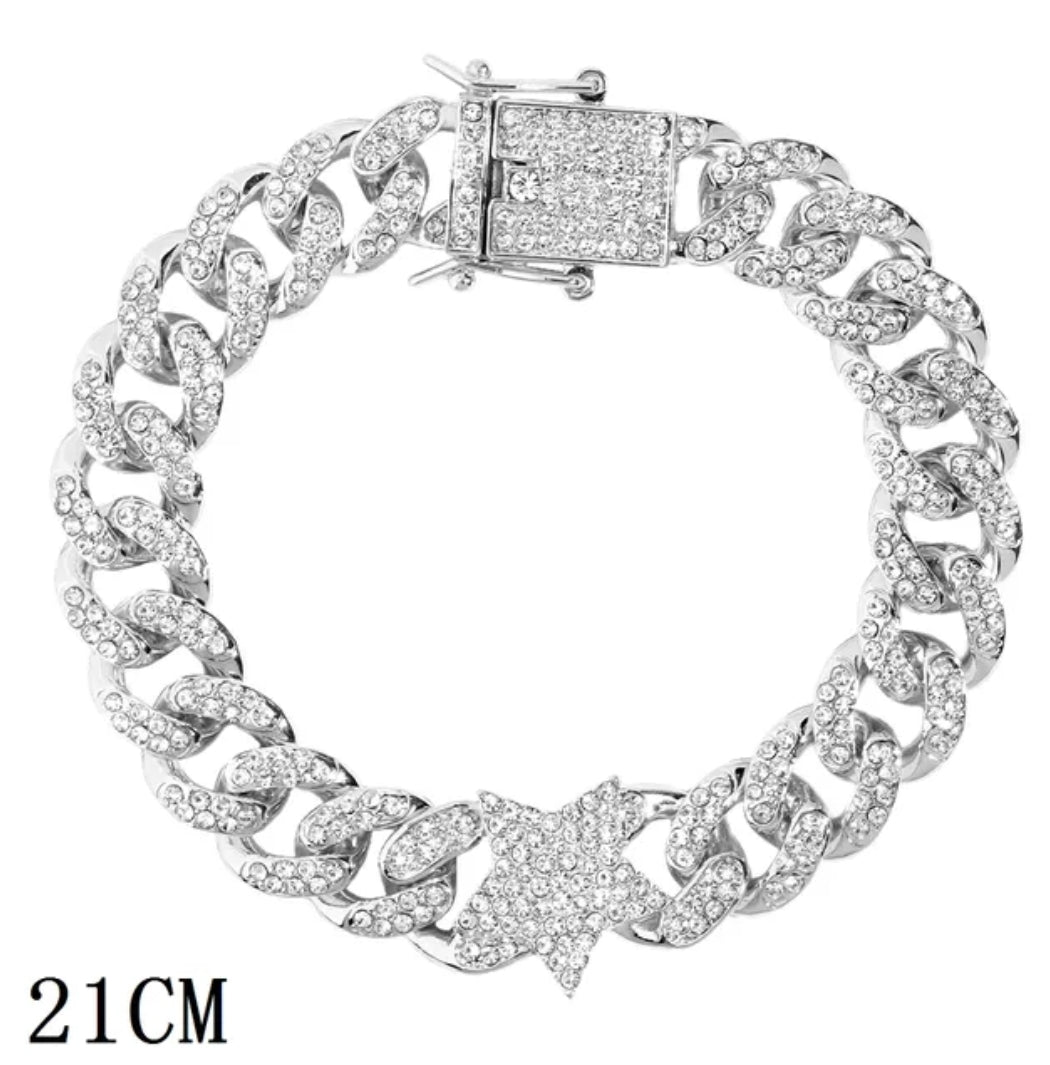 Star Rhinestone Cuban Necklace or Bracelet