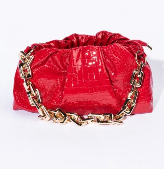 Croc Red Baguette Purse