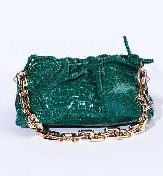 Croc Green Baguette Purse