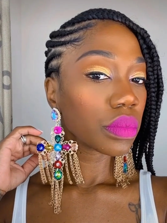 "Cross Me" Rhinestone Earrings
