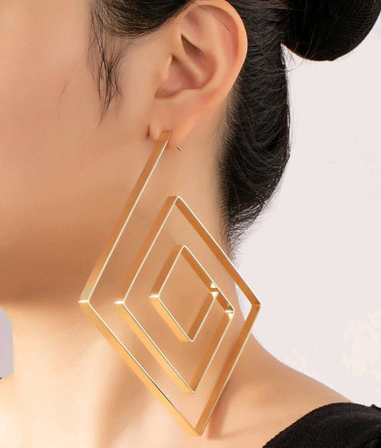 Square Deco Statement Earrings