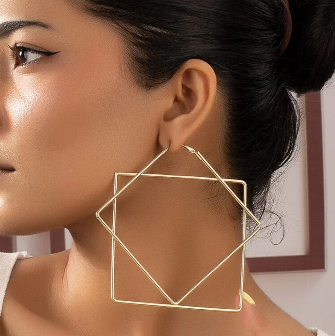 Double Square Statement Earrings