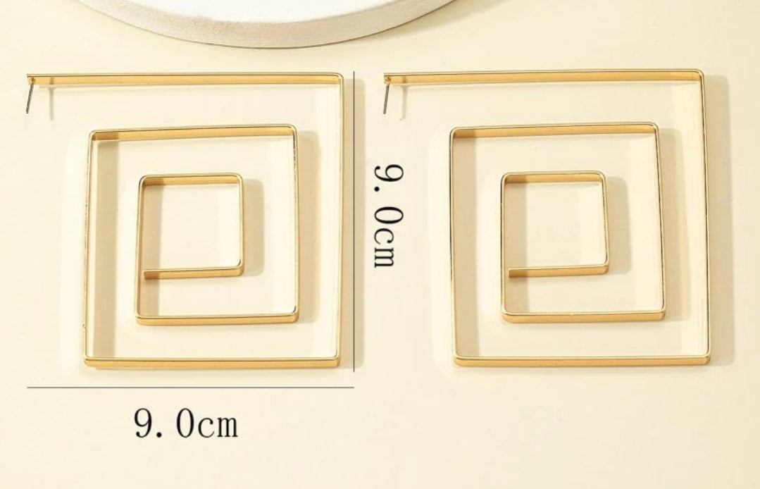 Square Deco Statement Earrings